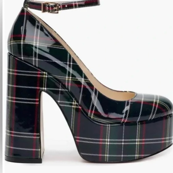 Jessica Simpson Black and Red Plaid Platform Heels - Picture 3 of 7